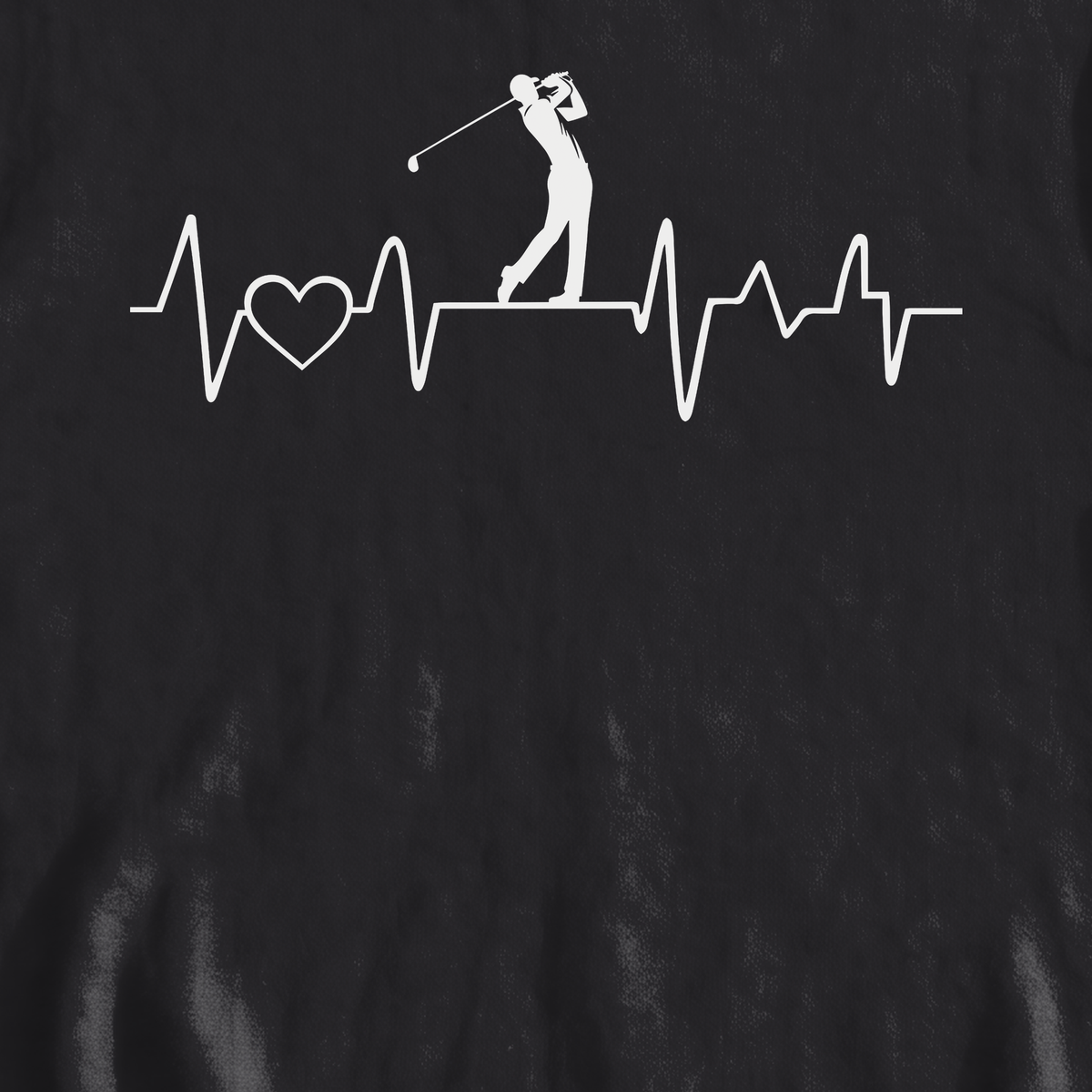Golf Heartbeat Line Sweatshirt, print close-up on Black