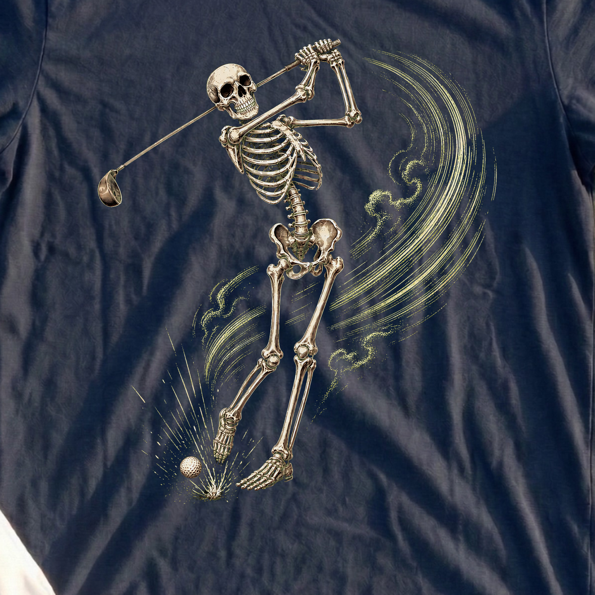 Still Swinging Tee, print close-up on Navy