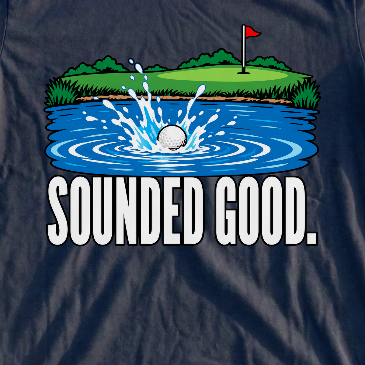 Sounded Good Pond Tee, print close-up on Navy