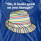 Looks Good On You Though Long Sleeve Tee, print close-up on Royal