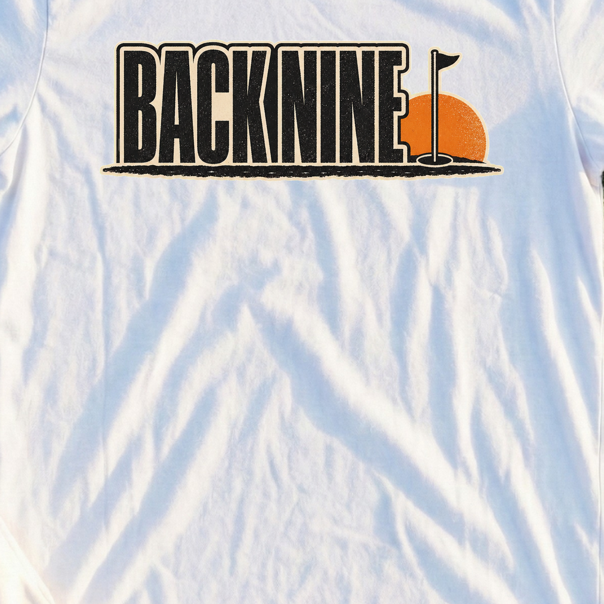 Back Nine, Sunset Scoreboard Tee, print close-up on White