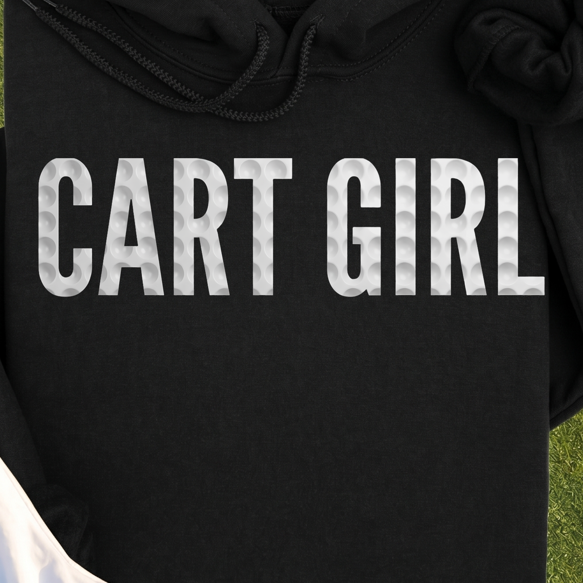 CART GIRL Dimples Hoodie, print close-up on Black