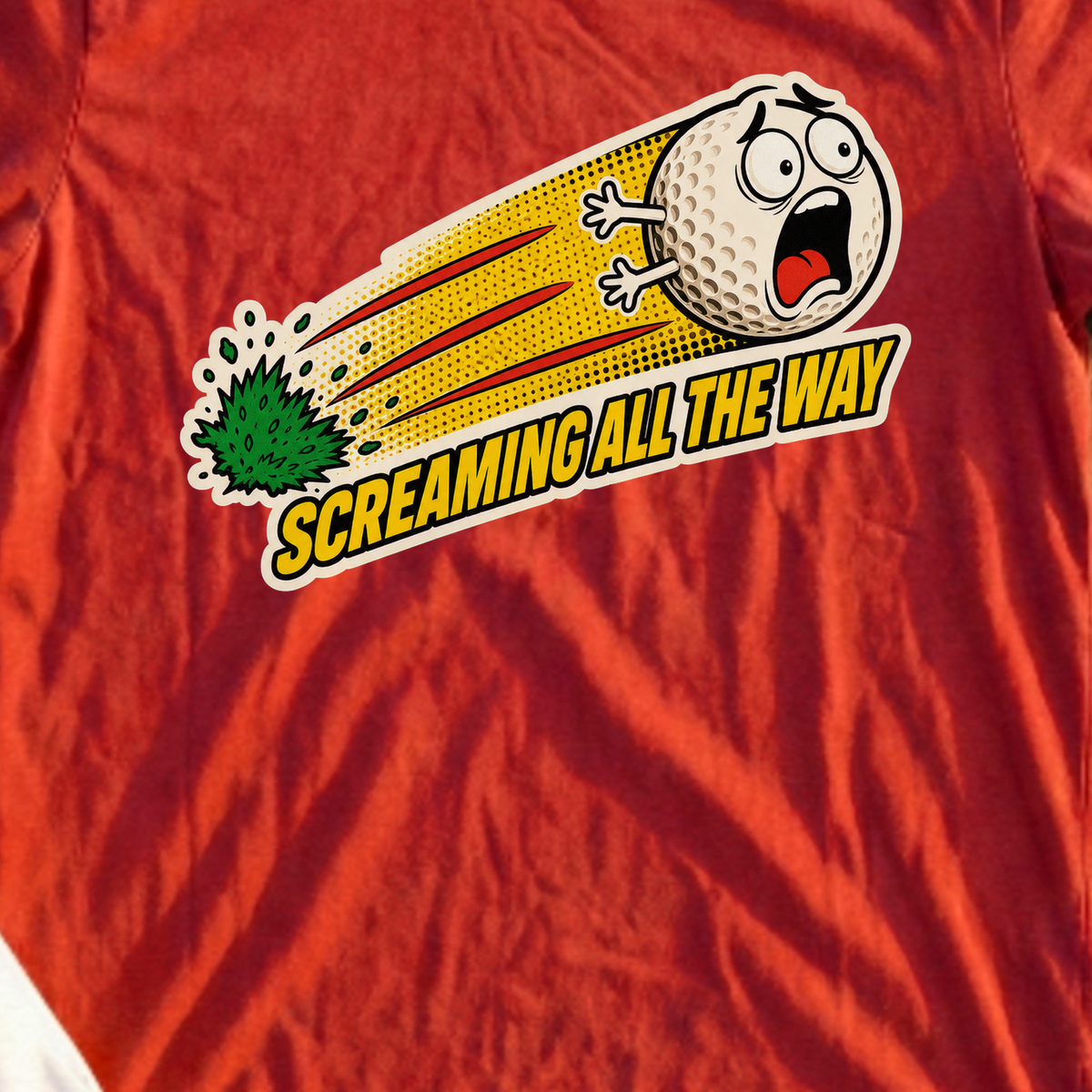 Screaming All The Way Tee, print close-up on Red