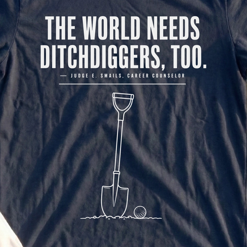 Ditch Diggers Tee, print close-up on Navy