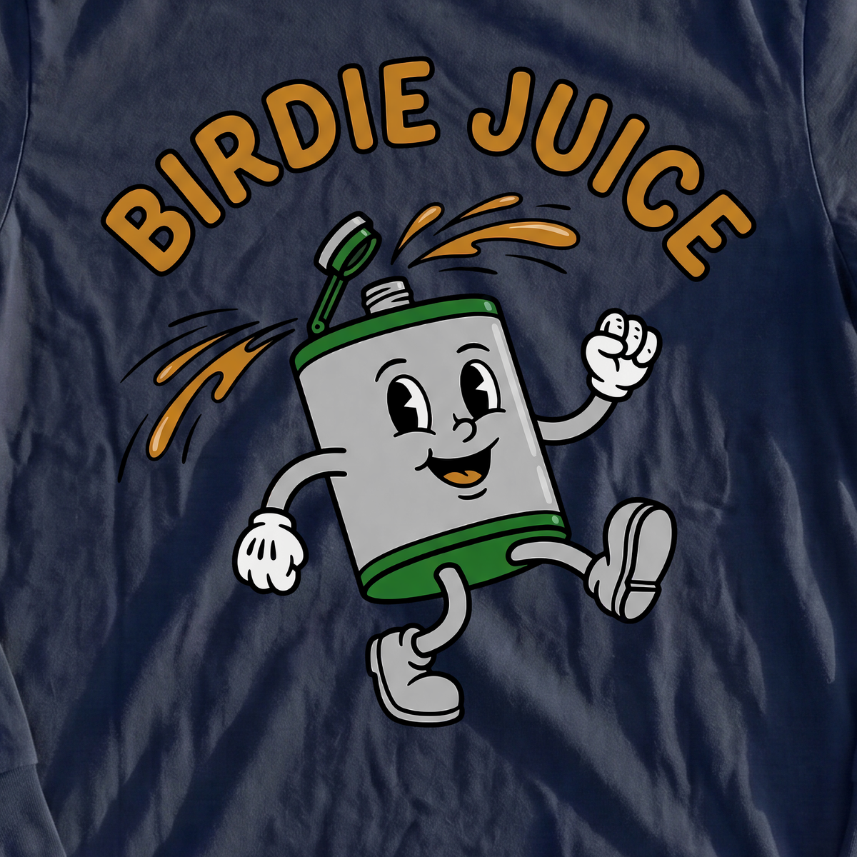 Birdie Juice Flask Long Sleeve Tee, print close-up on Navy