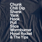 And The Yips Tee, print close-up on Navy
