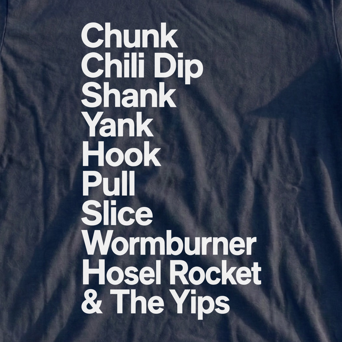 And The Yips Tee, print close-up on Navy