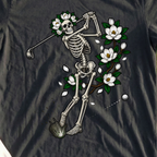 Magnolia Skeleton Swing Tee, print close-up on Black