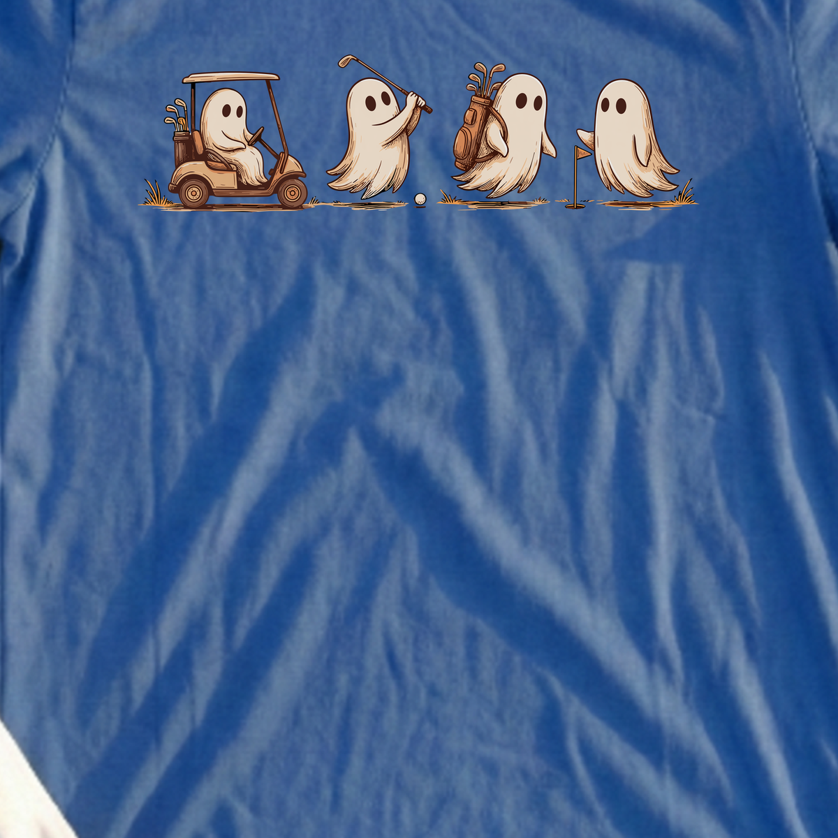 Permanent Tee Time Tee, print close-up on Royal