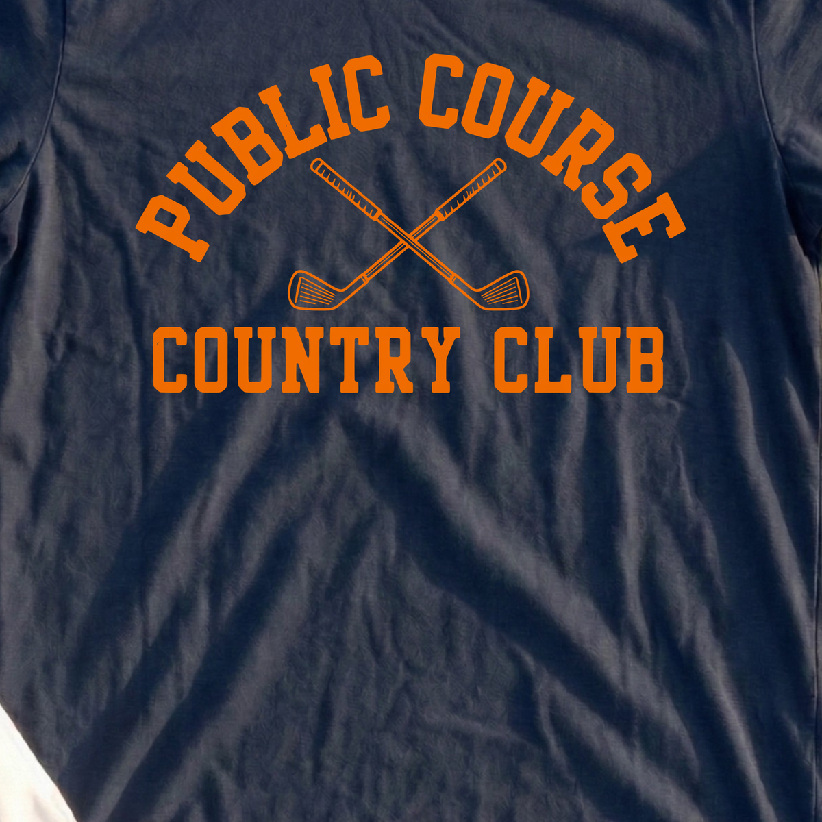 Public Course Country Club Tee, print close-up on Navy
