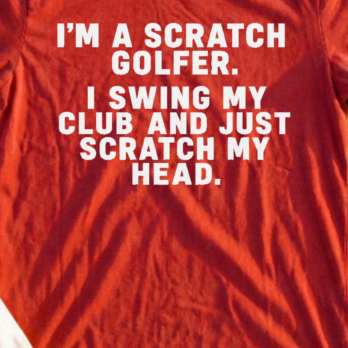 Scratch My Head Tee, print close-up on Red