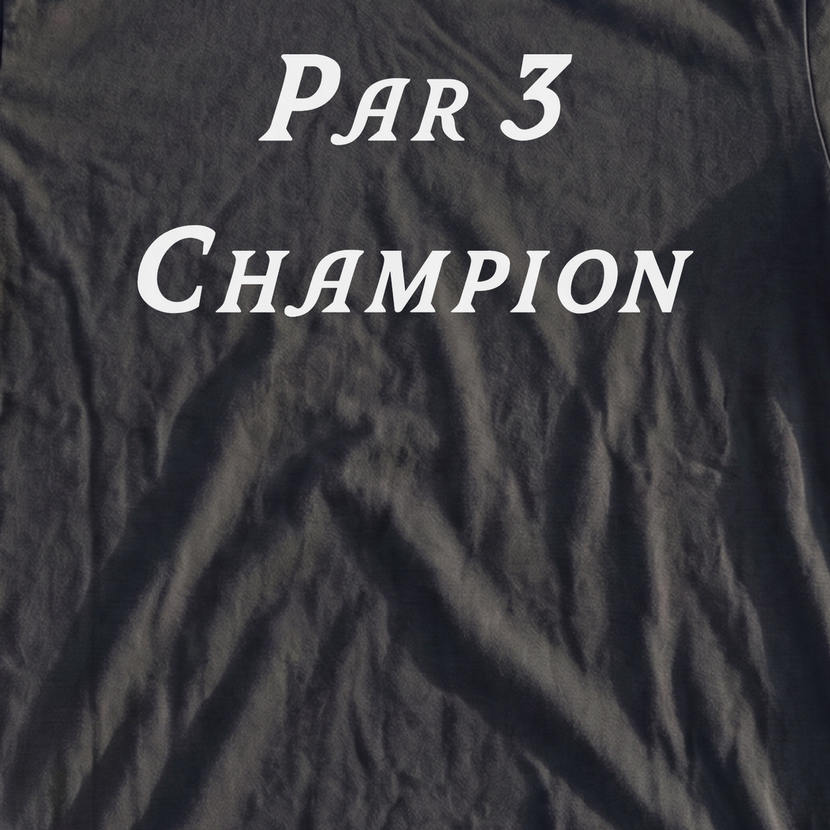 Par 3 Champion Premium Tee, print close-up on Black