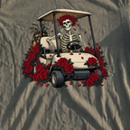 Cart Of The Departed Premium Tee, print close-up on Moss