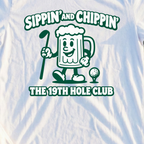 Sippin And Chippin Tee, print close-up on White