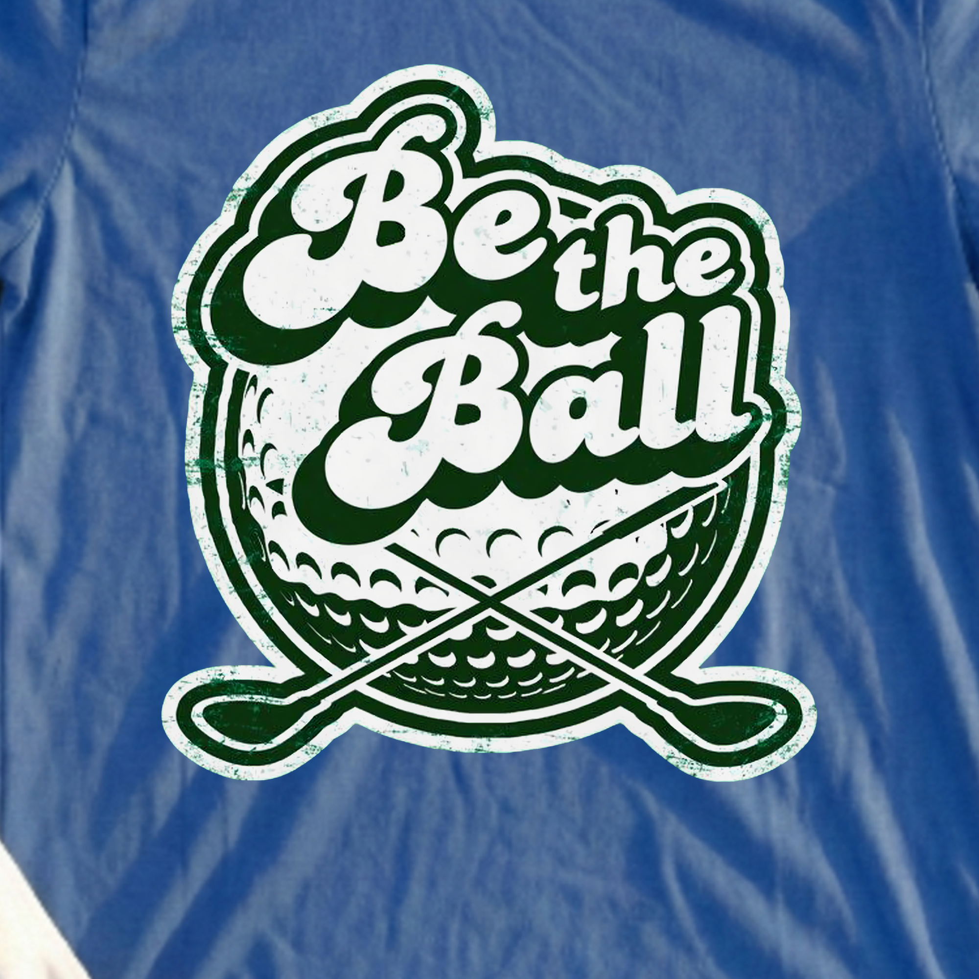 Be The Ball Vintage Tee, print close-up on Royal