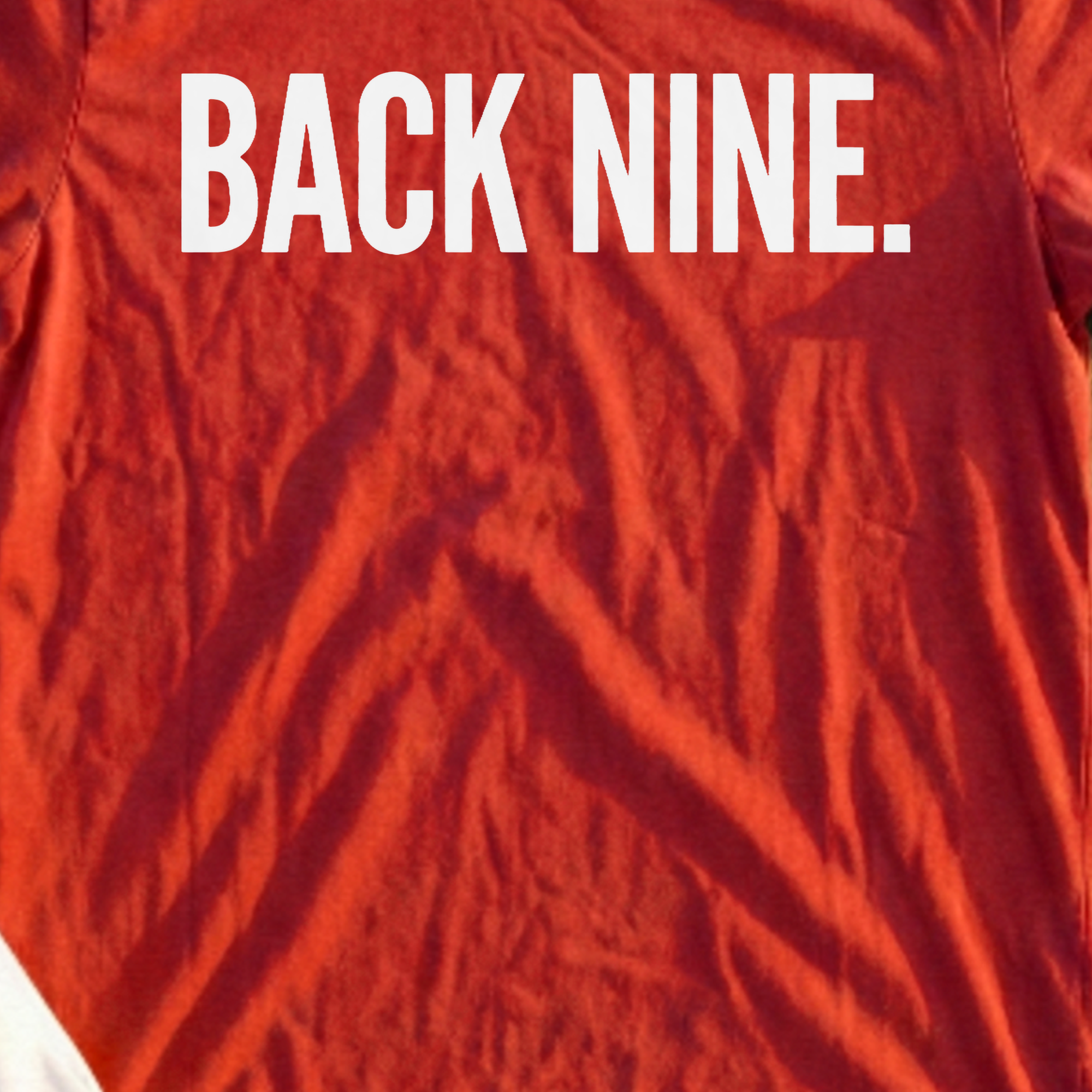 Back Nine Tee, print close-up on Red