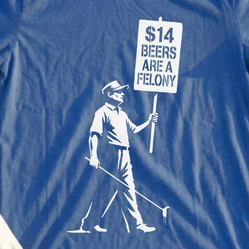$14 Beers Are a Felony Tee, print close-up on Royal