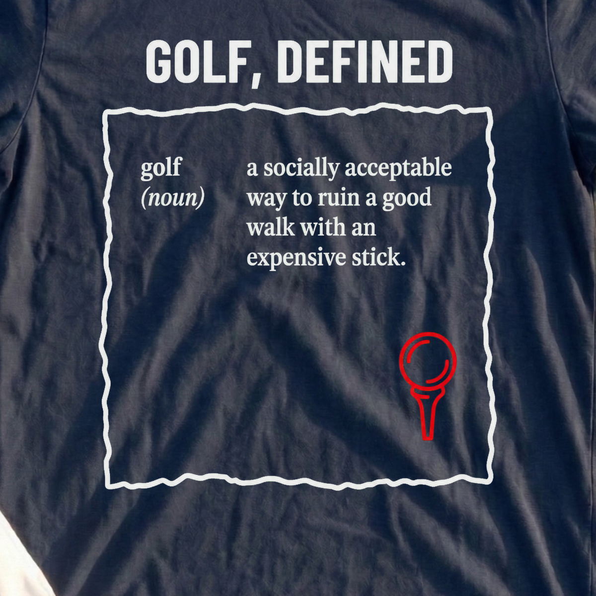 Golf Definition, Torn Dictionary Page Tee, print close-up on Navy