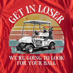 Get In Loser Long Sleeve Tee, print close-up on Red