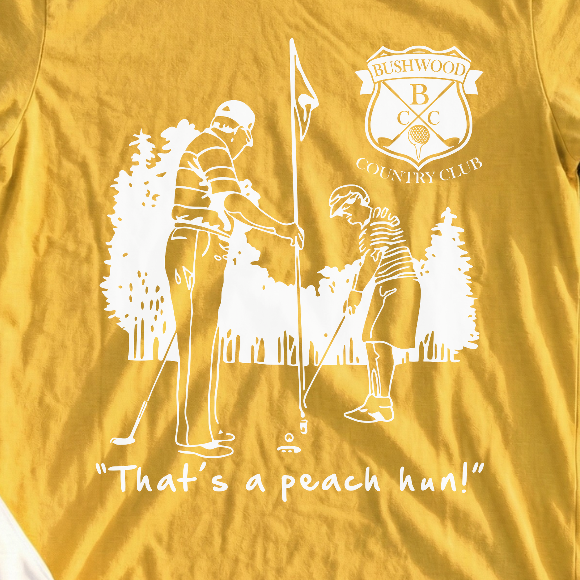 A Peach Hun Tee, print close-up on Daisy