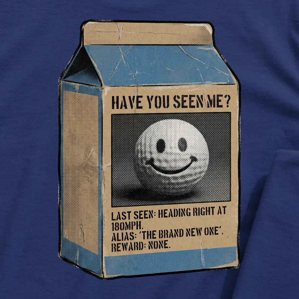 Have You Seen Me Back Print Tee, print close-up on Navy