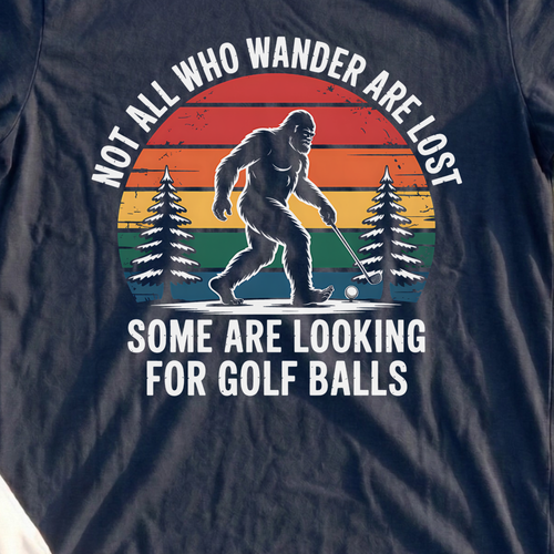 Wandering Sasquatch Tee, print close-up on Navy