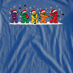 Golf Swing Bears Christmas Tee, print close-up on Royal
