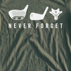 Never Forget Tee, print close-up on Military Green