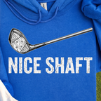 Nice Shaft Hoodie, print close-up on Royal