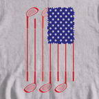 USA Flag Clubs & Balls Sweatshirt, print close-up on Sport Grey