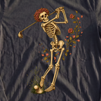 Rose Skeleton Swing Long Sleeve Tee, print close-up on Black