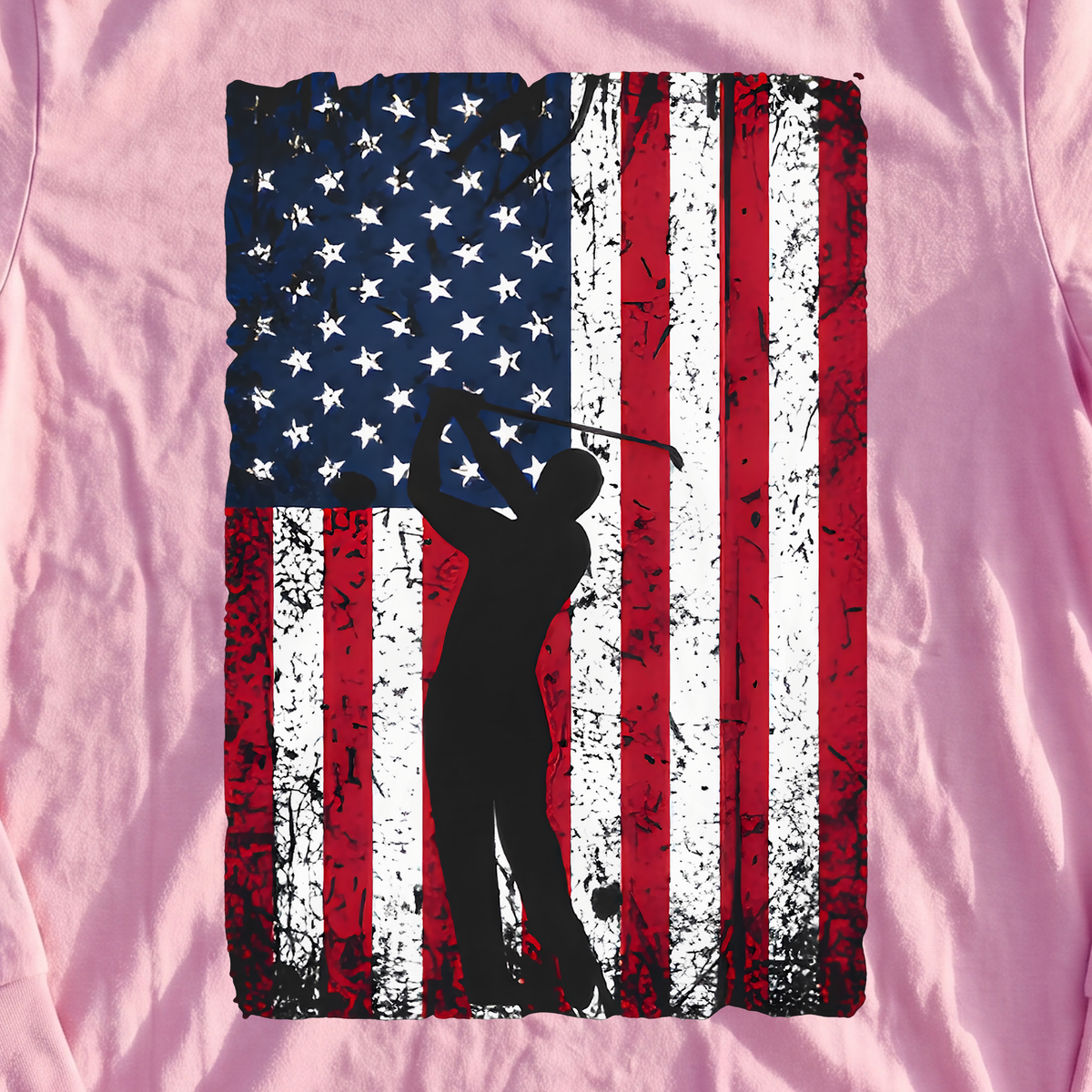 Flag Swing Long Sleeve Tee, print close-up on Light Pink