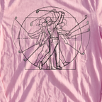 Vitruvian Man Swing Long Sleeve Tee, print close-up on Light Pink