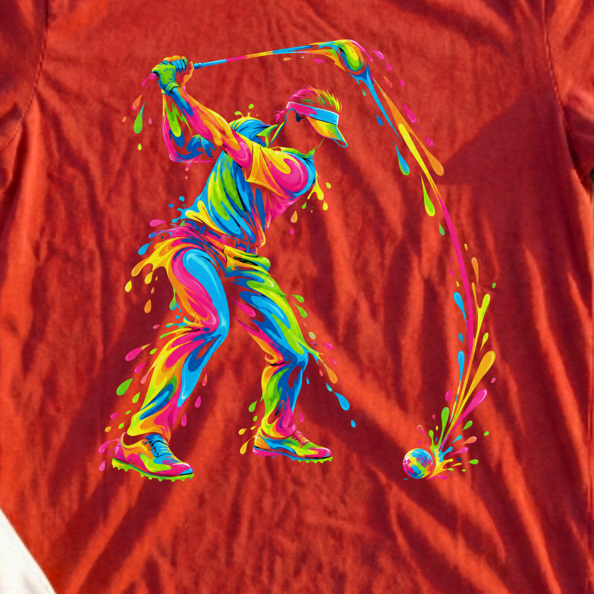 Paint Splash Swing, Visor Tee, print close-up on Red