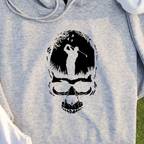 Skull Silhouette Hoodie, print close-up on Sport Grey