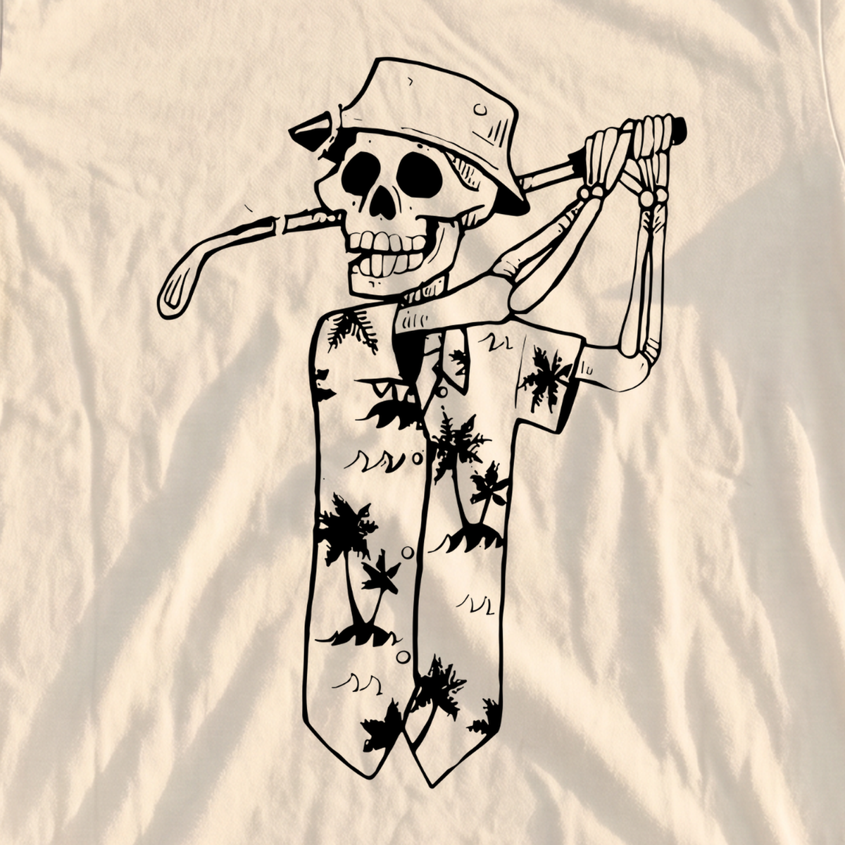 Tropical Skeleton Premium Tee, print close-up on Ivory