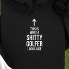 Shitty Golfer Hoodie, print close-up on Black