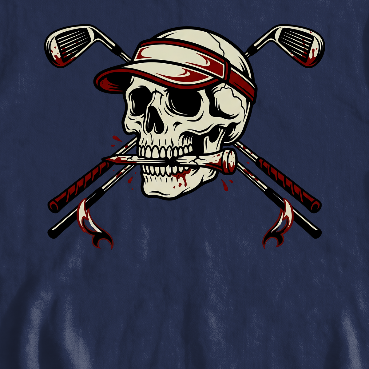 Skull and Cross Clubs Color Sweatshirt, print close-up on Navy