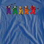 Golf Swing Bears 8-Bit Tee, print close-up on Royal