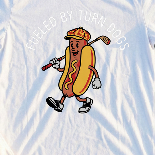 Turn Dog Fuel Tee, print close-up on White