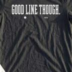 Good Line Though Tee, print close-up on Black