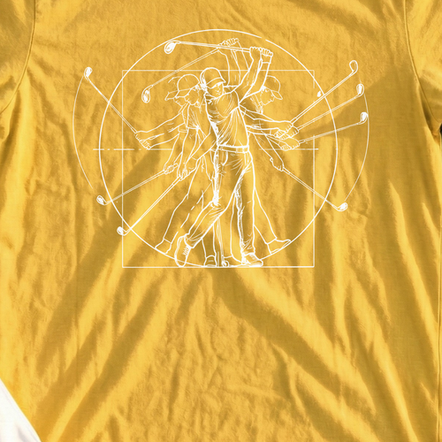Vitruvian Man Swing Tee, print close-up on Daisy
