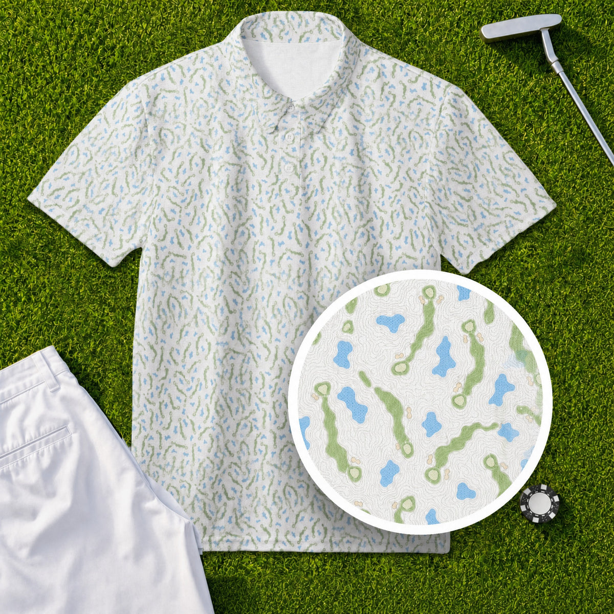Course Contours Performance Print Polo
