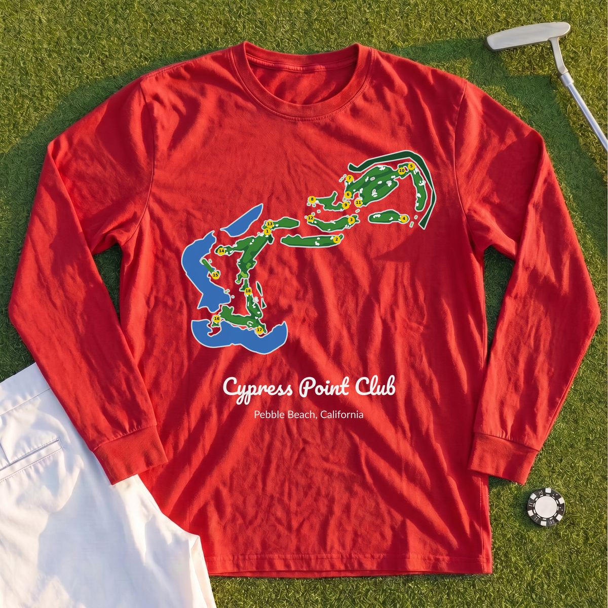 Cypress Point Club Course Map Long Sleeve Tee