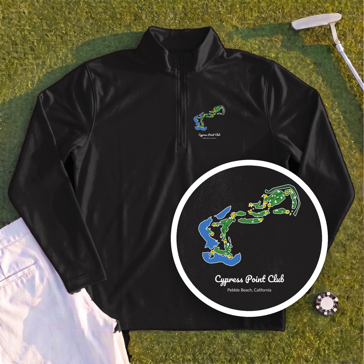 Cypress Point Club Course Map Quarter Zip