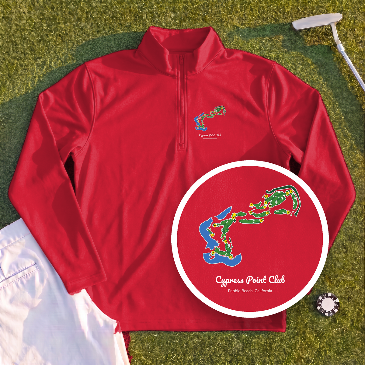 Cypress Point Club Course Map Quarter Zip
