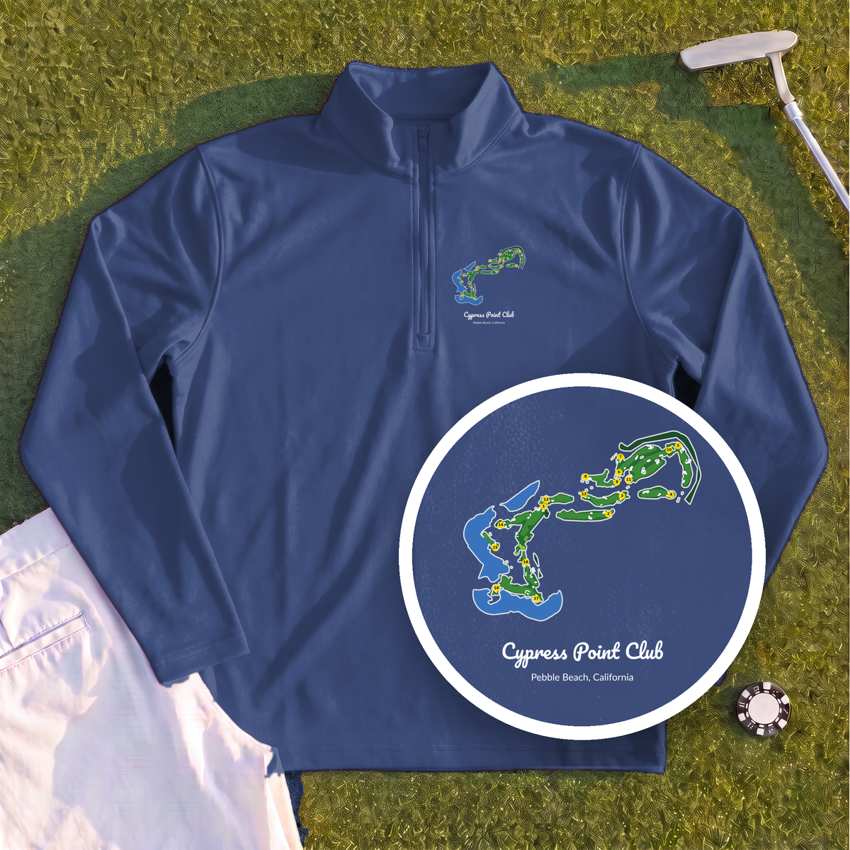 Cypress Point Club Course Map Quarter Zip