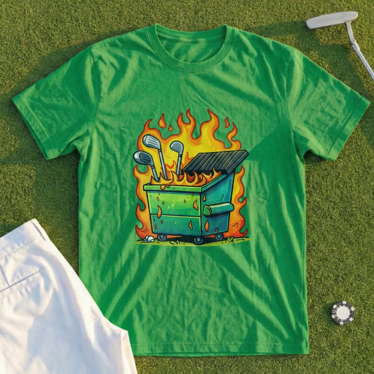 Golf Club Dumpster Fire Graphic T-Shirt