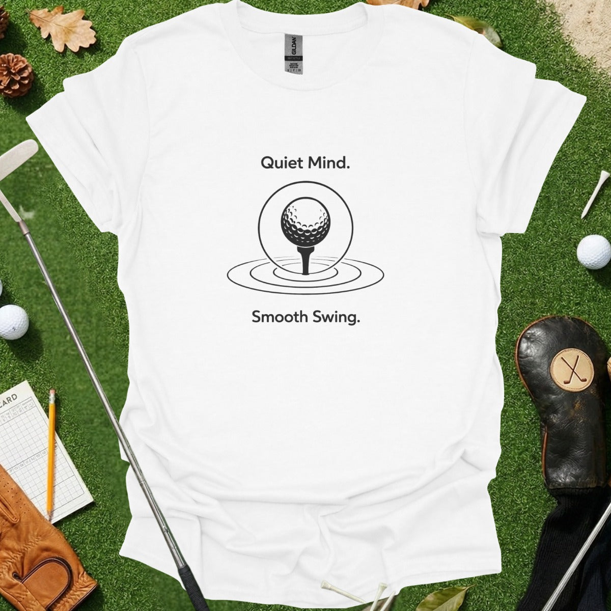 Quiet Mind Smooth Swing Graphic Golf T-shirt