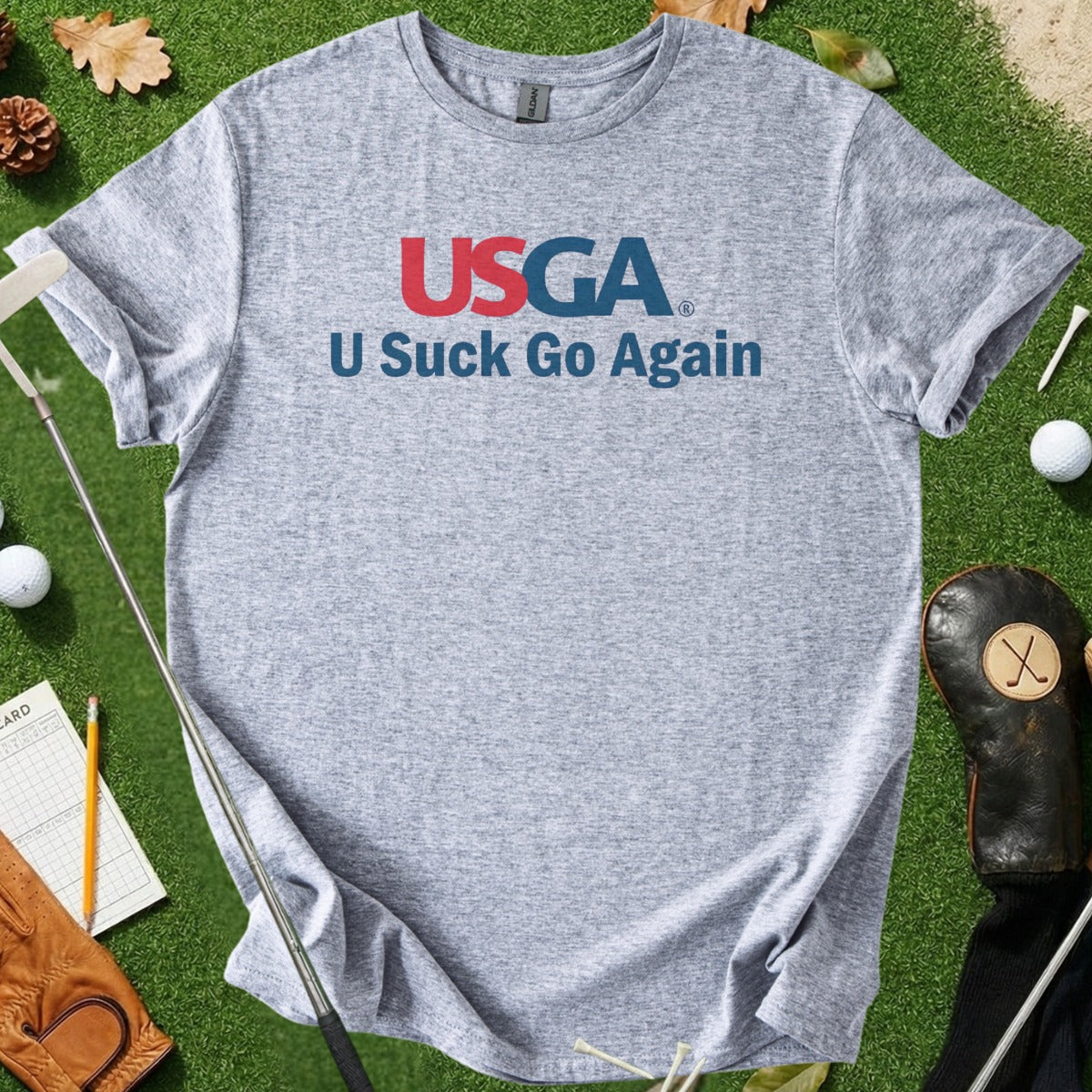 USGA U Suck Go Again Golf Humor Tee Shirt